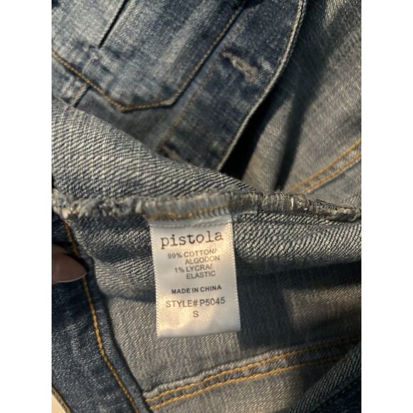 PISTOLA Denim‎ Jacket BUTTON FRONT DISTRESSED SIZE Small Stretch Fabric - Picture 7 of 7